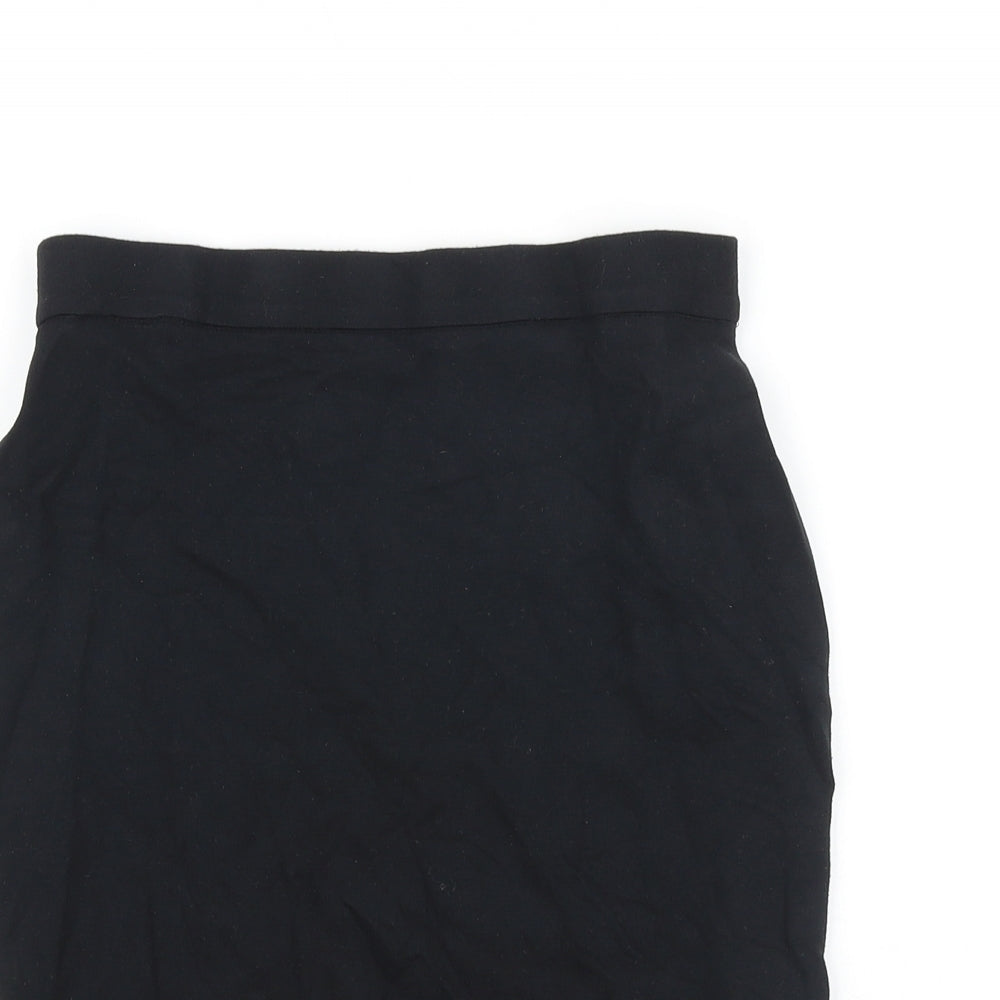 Marks and Spencer Girls Black Viscose Straight & Pencil Skirt Size 13-14 Years Regular