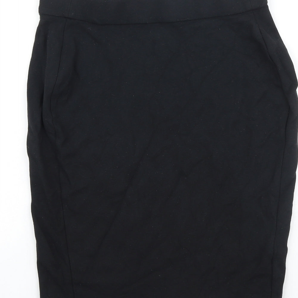 Marks and Spencer Girls Black Viscose Straight & Pencil Skirt Size 13-14 Years Regular