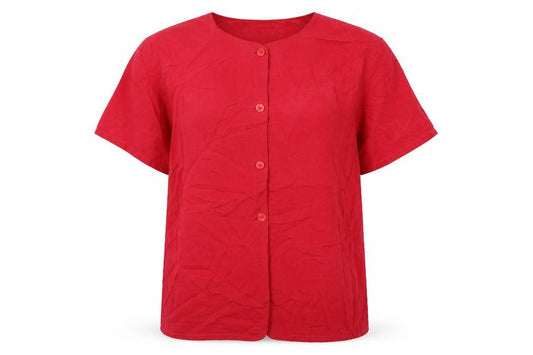 Dorothy Perkins Womens Red Polyester Basic Button-Up Size 12 Round Neck