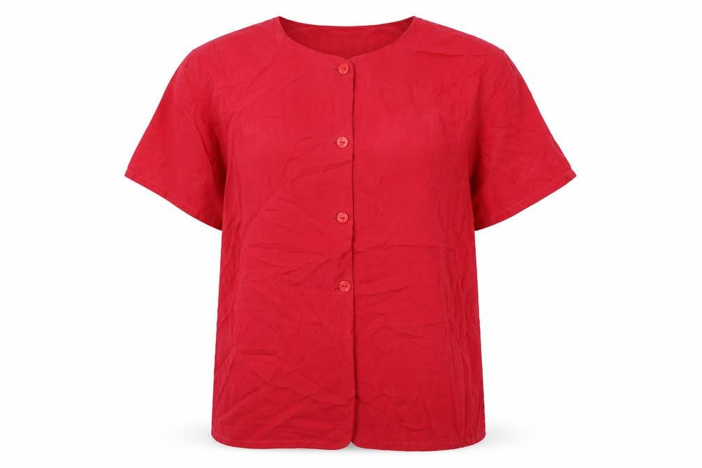 Dorothy Perkins Womens Red Polyester Basic Button-Up Size 12 Round Neck