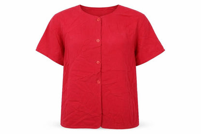Dorothy Perkins Womens Red Polyester Basic Button-Up Size 12 Round Neck
