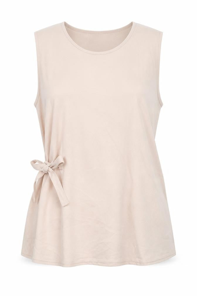 VERO MODA Womens Pink Polyester Basic Tank Size L Round Neck