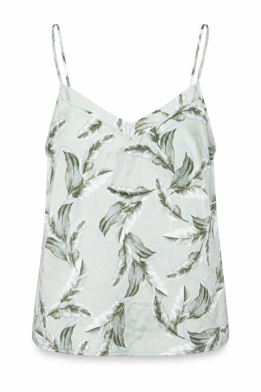JEFF&CO Womens Green Geometric Polyester Camisole Tank Size 10 V-Neck - Size 10-12, Leaf Print