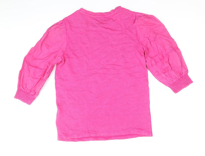 Marks & Spencer Womens Pink 100% Cotton Basic Blouse Size 6 Scoop Neck