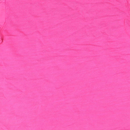 Marks & Spencer Womens Pink 100% Cotton Basic Blouse Size 6 Scoop Neck