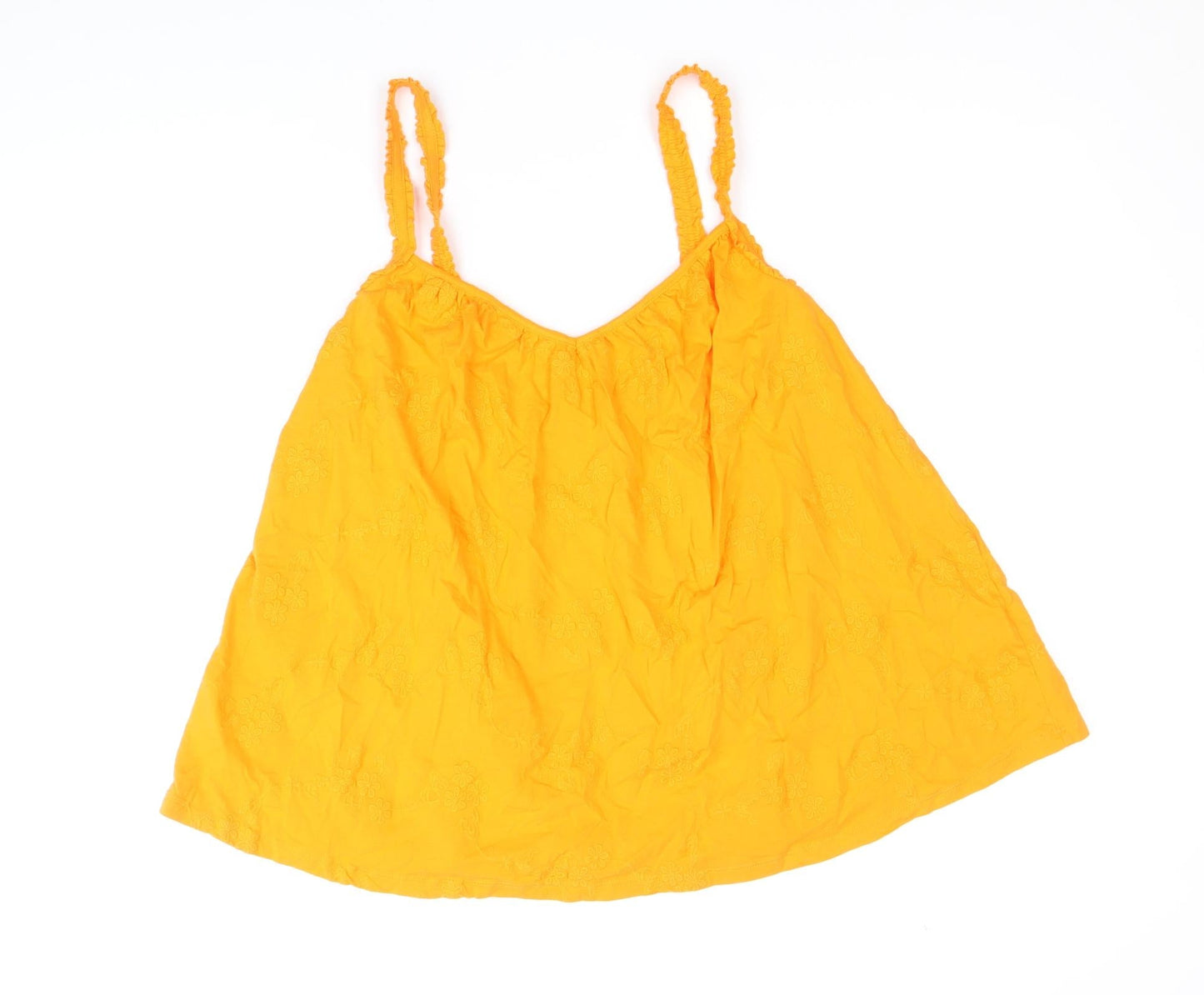 Per Una Womens Orange Floral 100% Cotton Camisole Tank Size 8 V-Neck