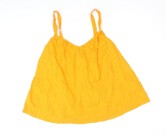 Per Una Womens Orange Floral 100% Cotton Camisole Tank Size 8 V-Neck