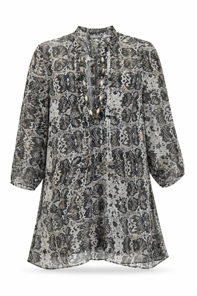 Marks & Spencer Womens Multicoloured Animal Print Polyacrylate Fibre Shirt Dress Size 12 V-Neck Pullover