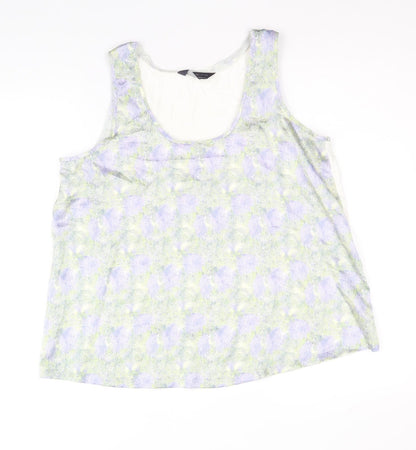 Marks & Spencer Womens Multicoloured Geometric Polyethylene Basic Tank Size 10 Round Neck