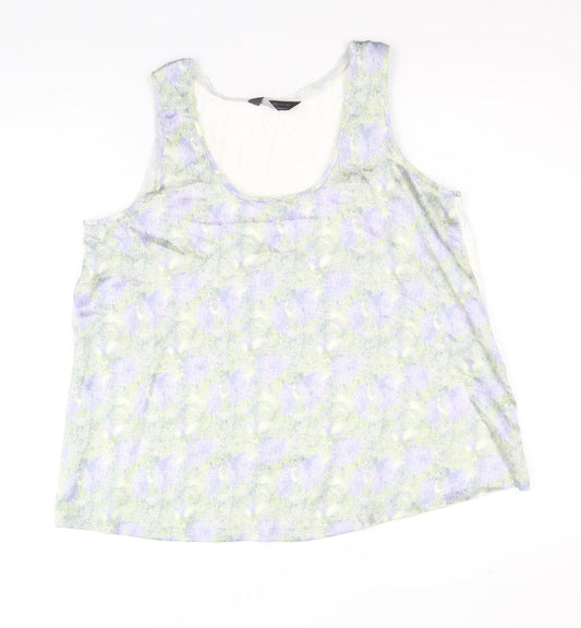 Marks and Spencer Womens Multicoloured Geometric Polyethylene Basic Tank Size 10 Round Neck