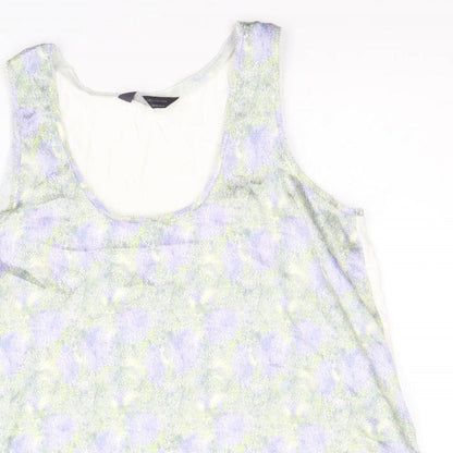 Marks & Spencer Womens Multicoloured Geometric Polyethylene Basic Tank Size 10 Round Neck