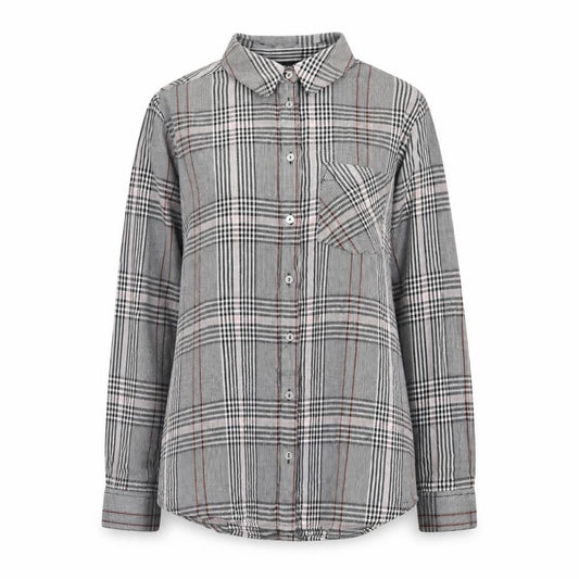 Dorothy Perkins Womens Grey Plaid Viscose Basic Button-Up Size 8 Collared