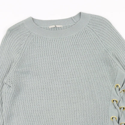 Tu Womens Green Round Neck Acrylic Pullover Jumper Size 10