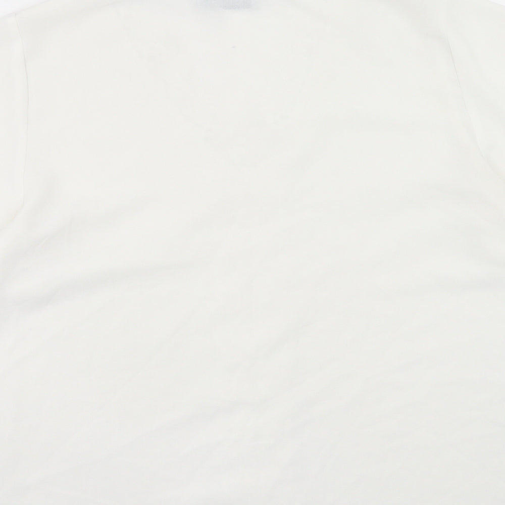 Grace Karin Womens White Polyester Basic T-Shirt Size L V-Neck