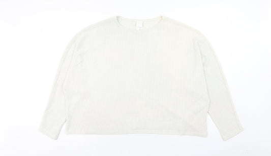 H&M Womens Ivory Round Neck Polyester Pullover Jumper Size L