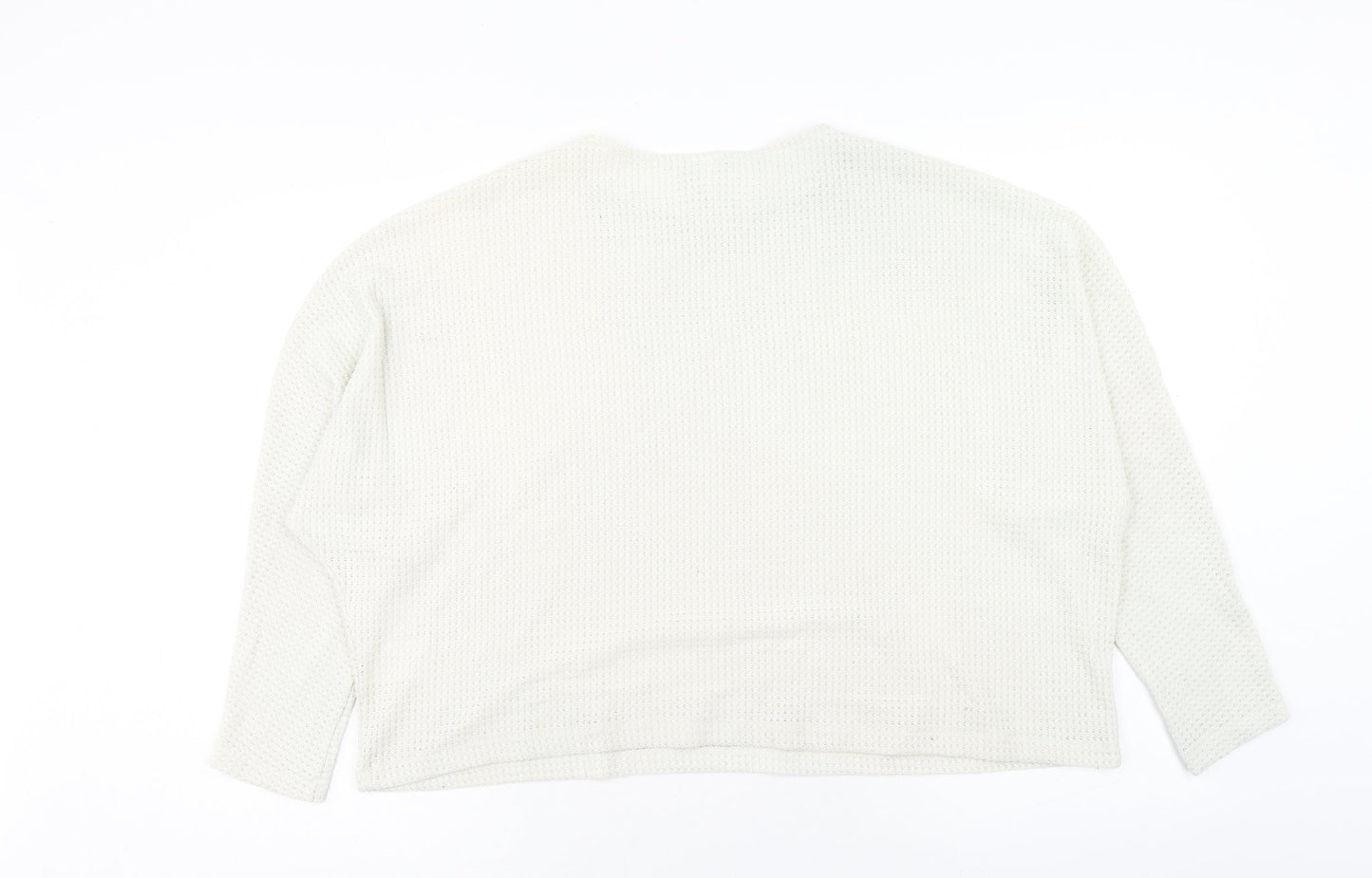 H&M Womens Ivory Round Neck Polyester Pullover Jumper Size L