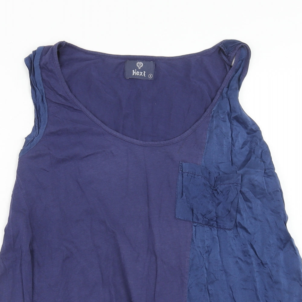 NEXT Womens Blue Cotton Basic Tank Size 8 Scoop Neck