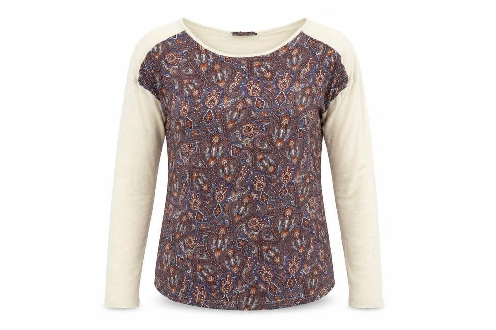 Beesk Womens Multicoloured Round Neck Geometric Linen Pullover Jumper Size L