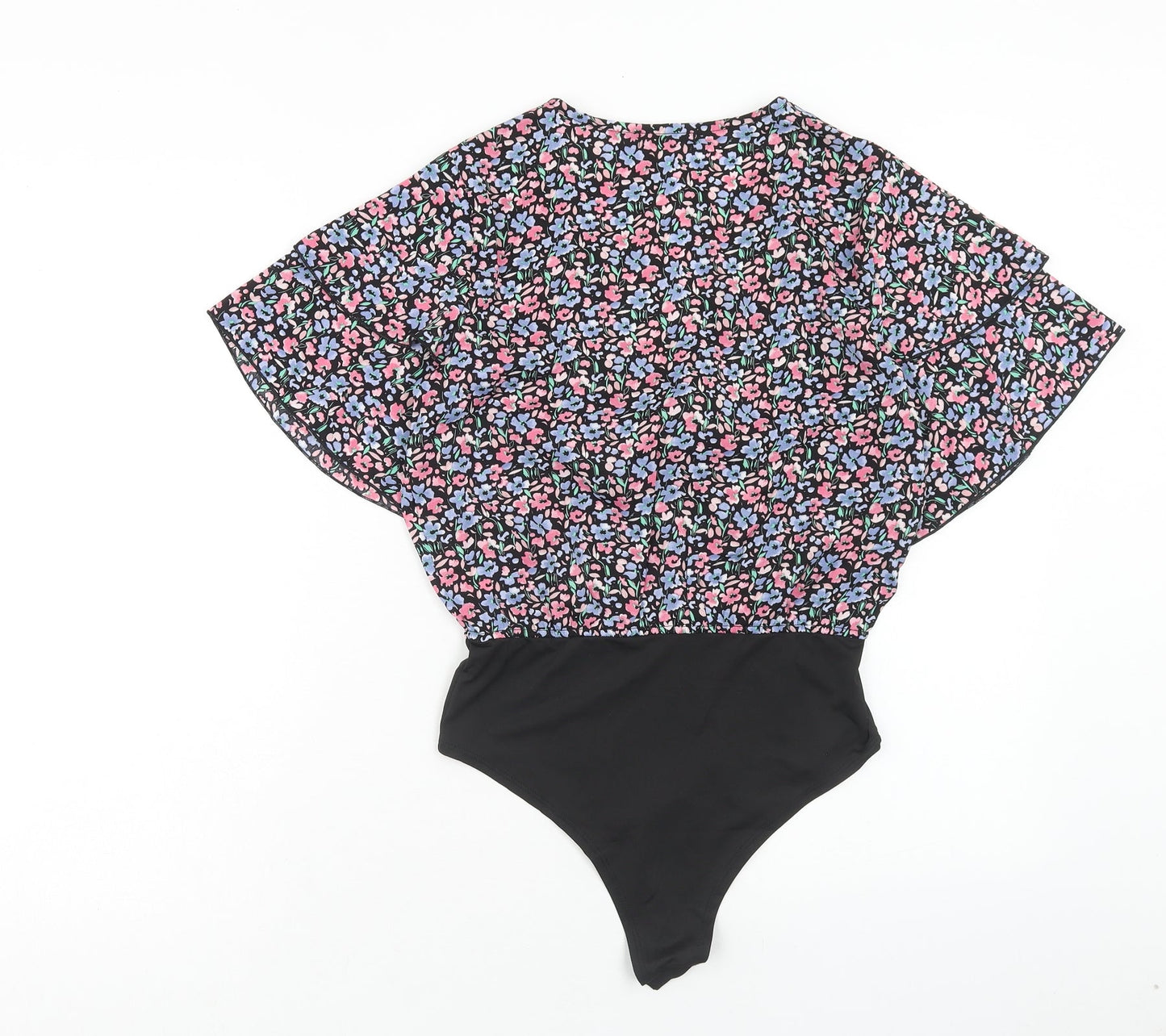 Boohoo Womens Multicoloured Floral Polyester Bodysuit One-Piece Size 6 Snap