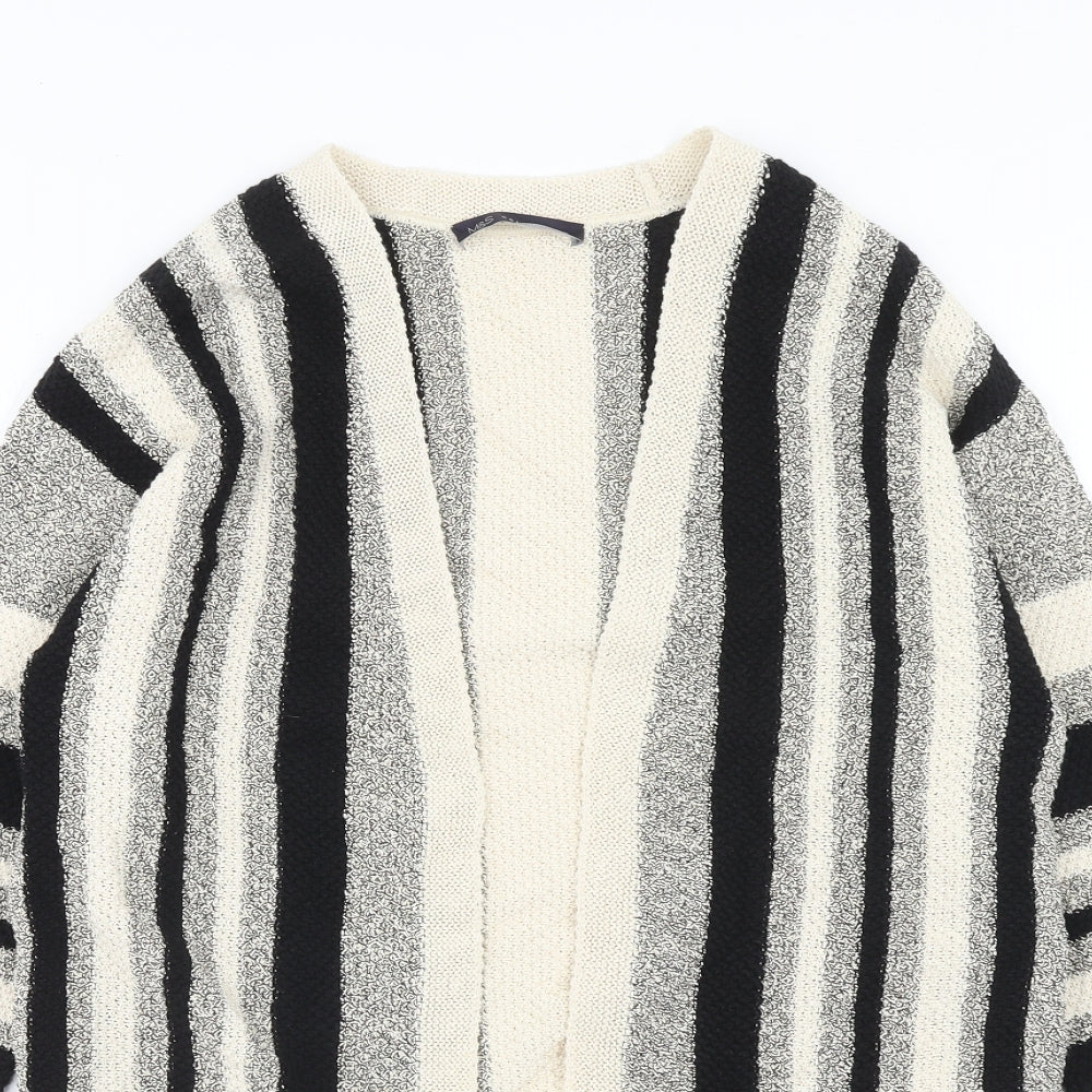Marks and Spencer Womens Beige V-Neck Striped Cotton Cardigan Jumper Size S