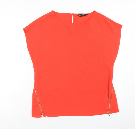 Dorothy Perkins Womens Red Polyester Basic Blouse Size S Boat Neck