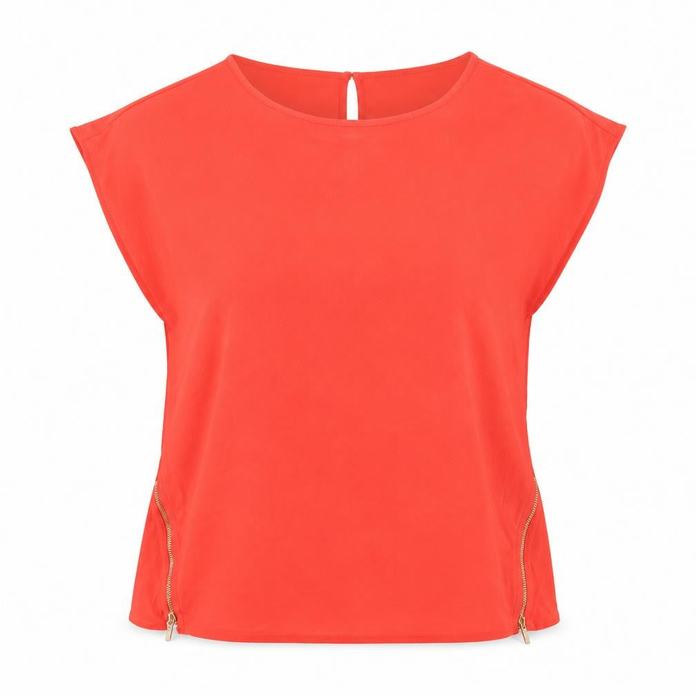 Dorothy Perkins Womens Red Polyester Basic Blouse Size S Boat Neck