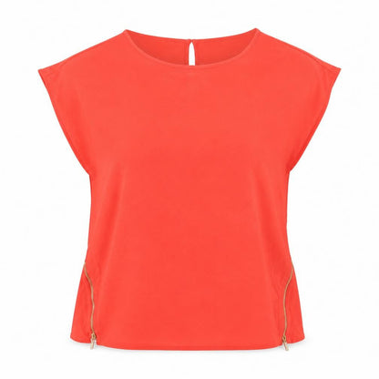Dorothy Perkins Womens Red Polyester Basic Blouse Size S Boat Neck