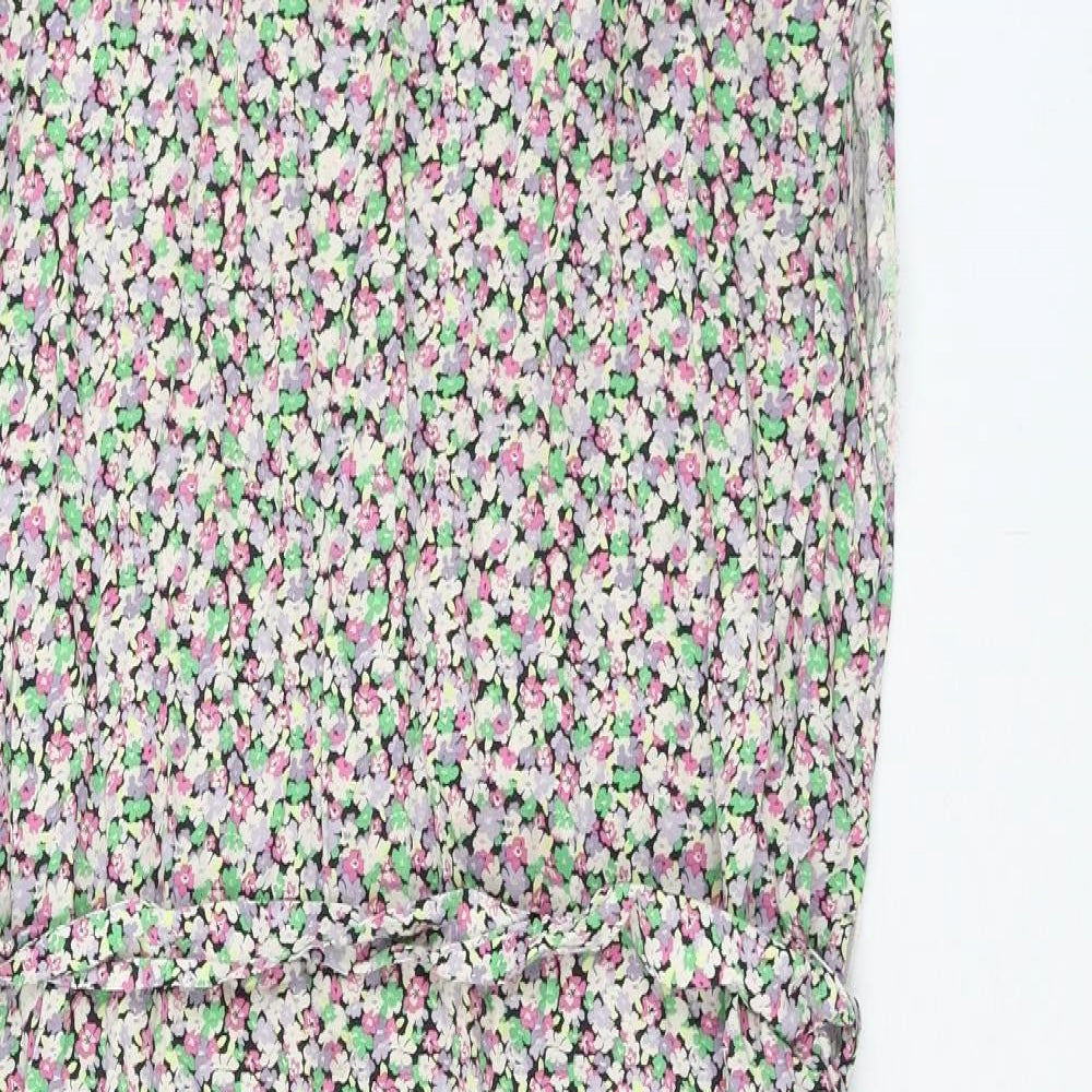 Only Womens Multicoloured Floral Viscose Shift Size L Boat Neck Button