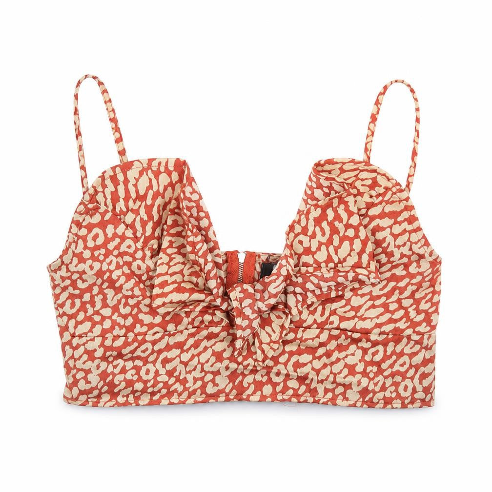 Missguided Womens Red Animal Print Polyester Cropped Tank Size 10 V-Neck - Leopard Print
