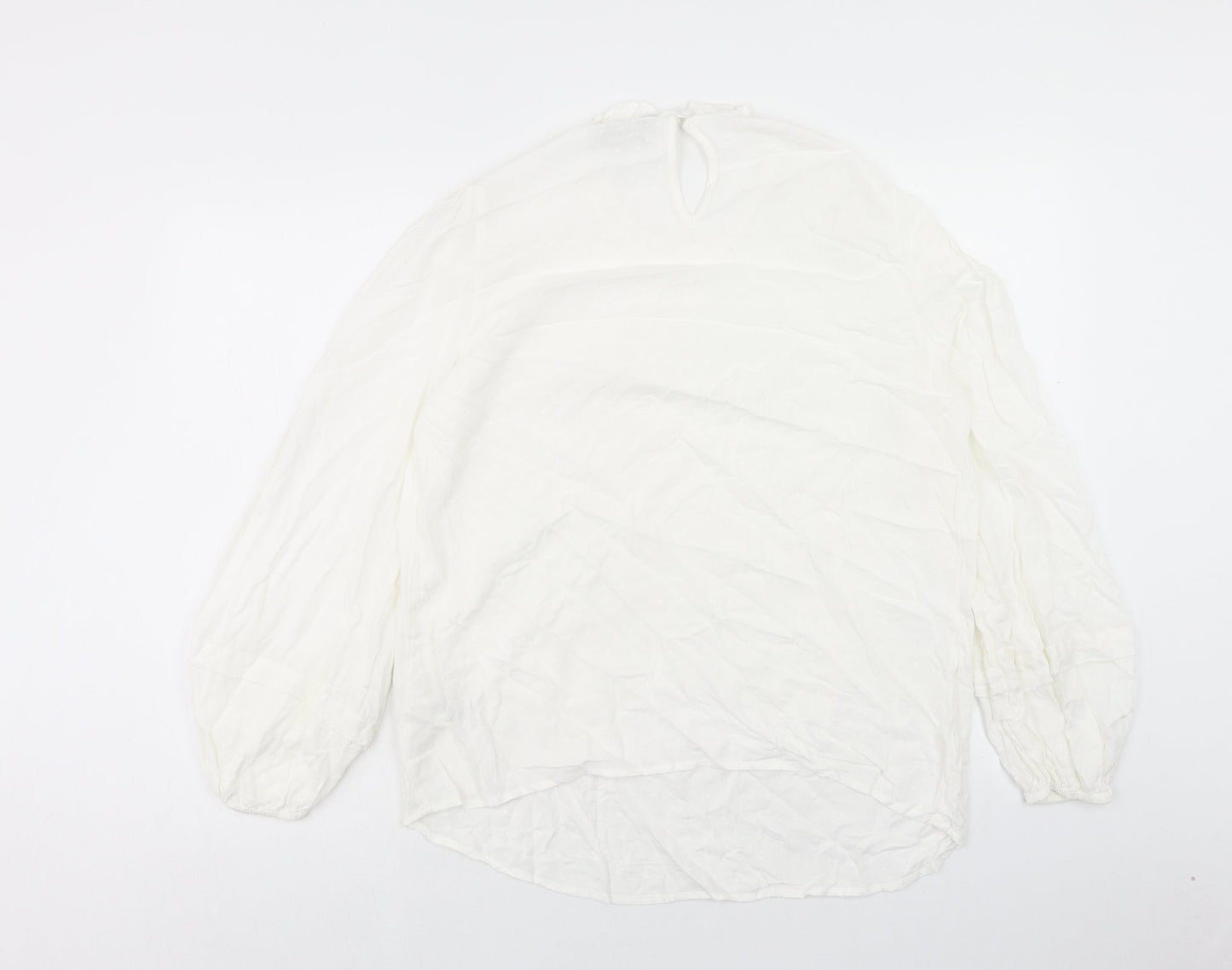 Marks and Spencer Womens White Viscose Basic Blouse Size 14 Round Neck