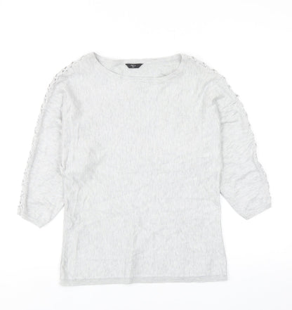 M&Co Womens Grey Round Neck Viscose Pullover Jumper Size 8