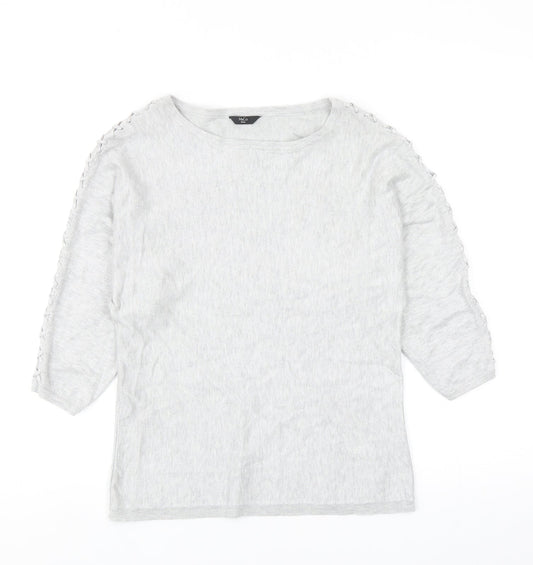 M&Co Womens Grey Round Neck Viscose Pullover Jumper Size 8
