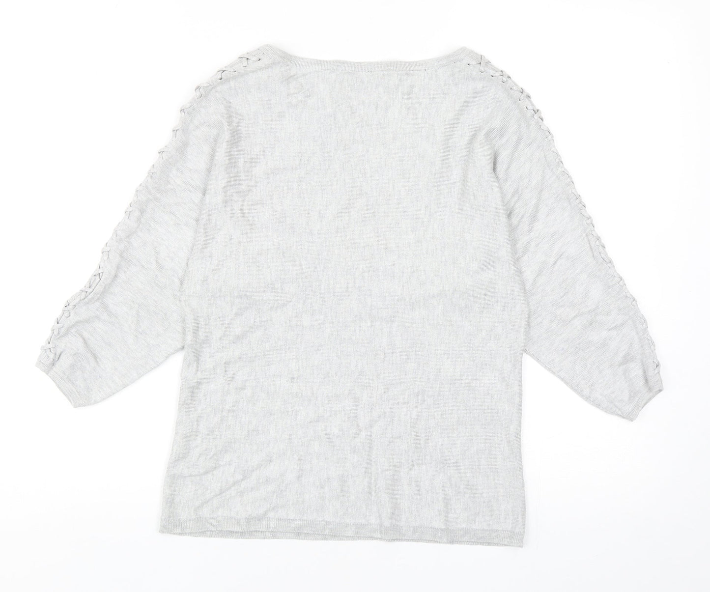 M&Co Womens Grey Round Neck Viscose Pullover Jumper Size 8