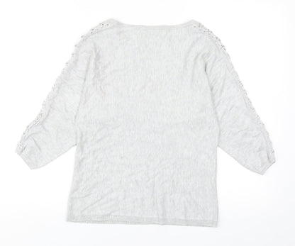 M&Co Womens Grey Round Neck Viscose Pullover Jumper Size 8