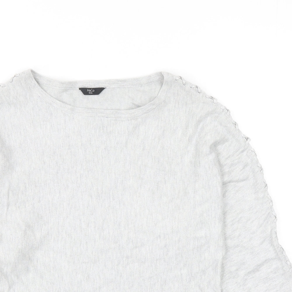 M&Co Womens Grey Round Neck Viscose Pullover Jumper Size 8