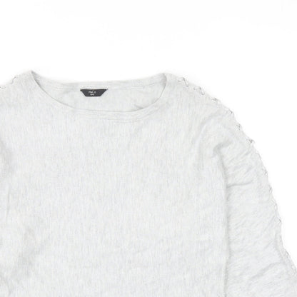 M&Co Womens Grey Round Neck Viscose Pullover Jumper Size 8
