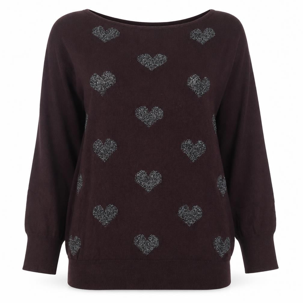 NEXT Womens Purple Round Neck Cotton Pullover Jumper Size 6 - Hearts