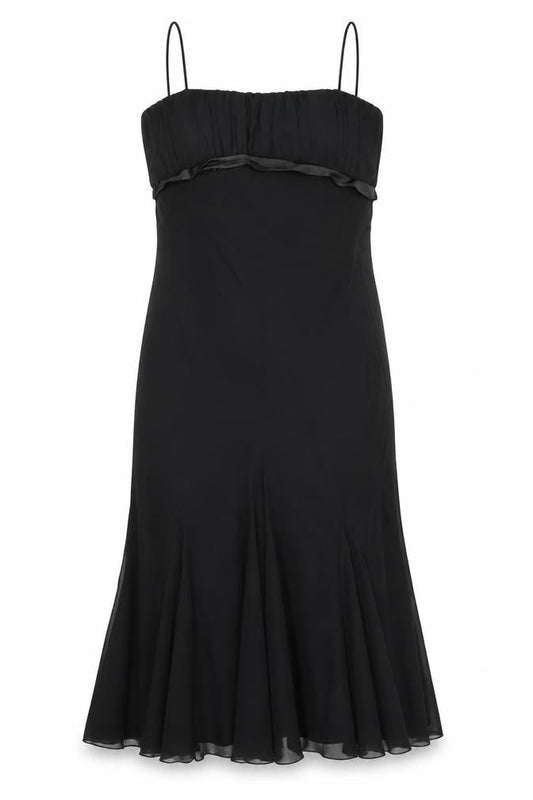 S.L. Fashions Womens Black Polyester Slip Dress Size 12 Square Neck Pullover