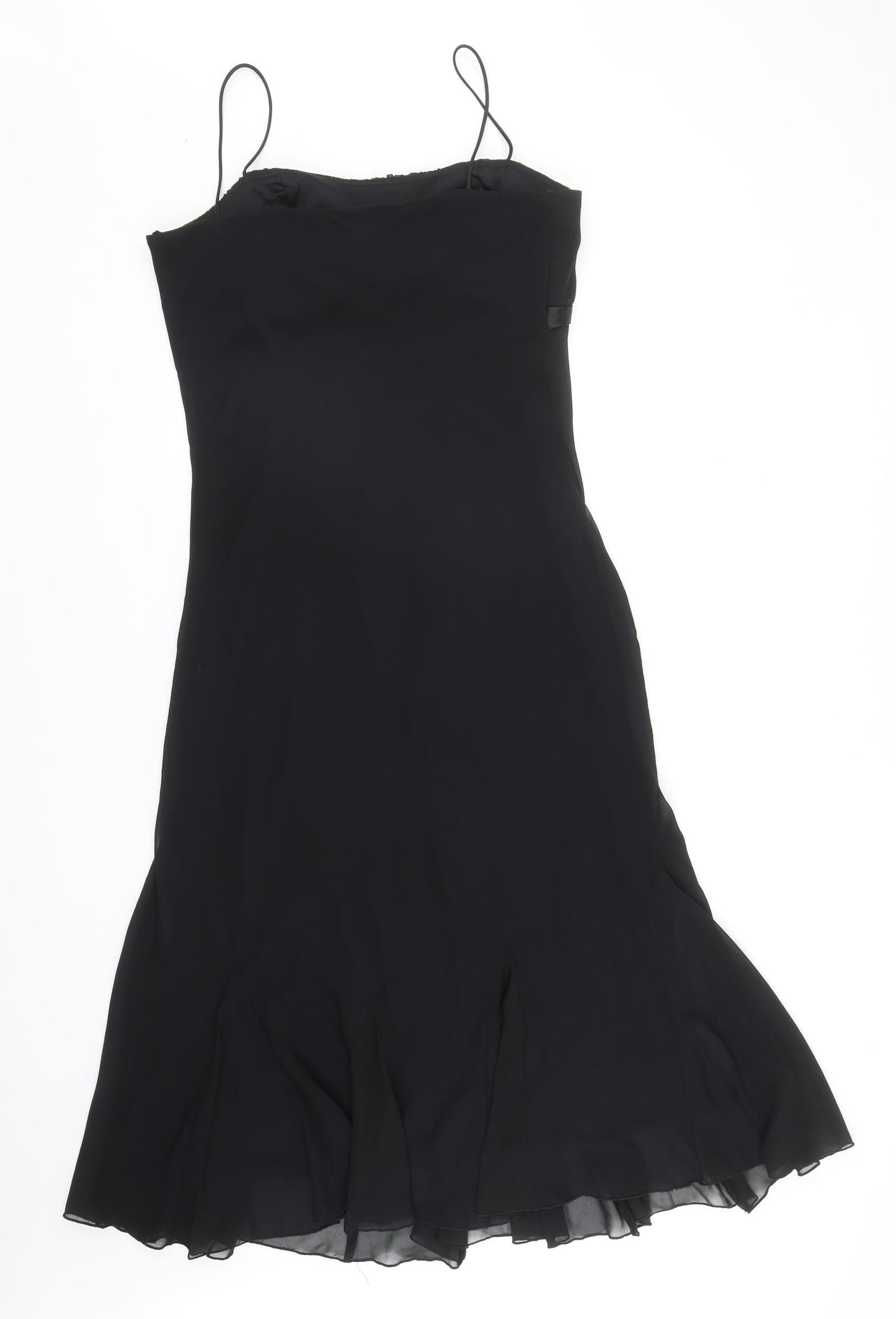 S.L. Fashions Womens Black Polyester Slip Dress Size 12 Square Neck Pullover