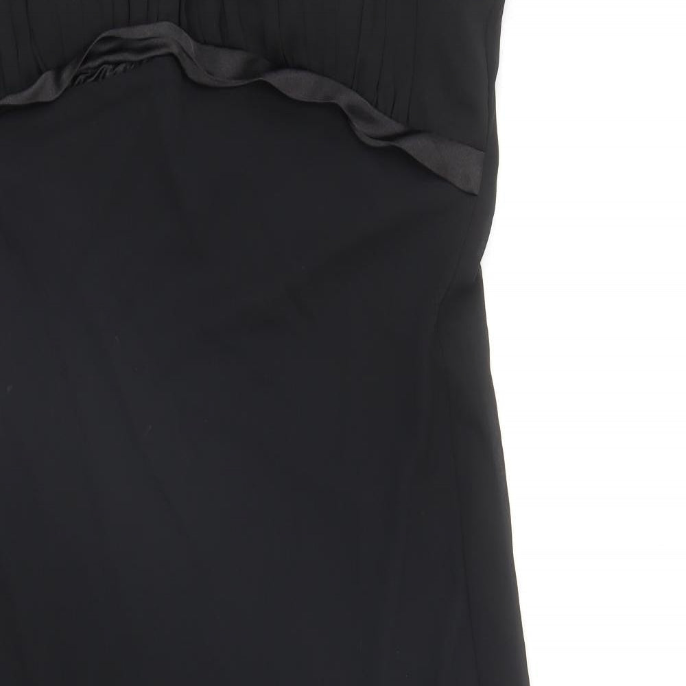 S.L. Fashions Womens Black Polyester Slip Dress Size 12 Square Neck Pullover