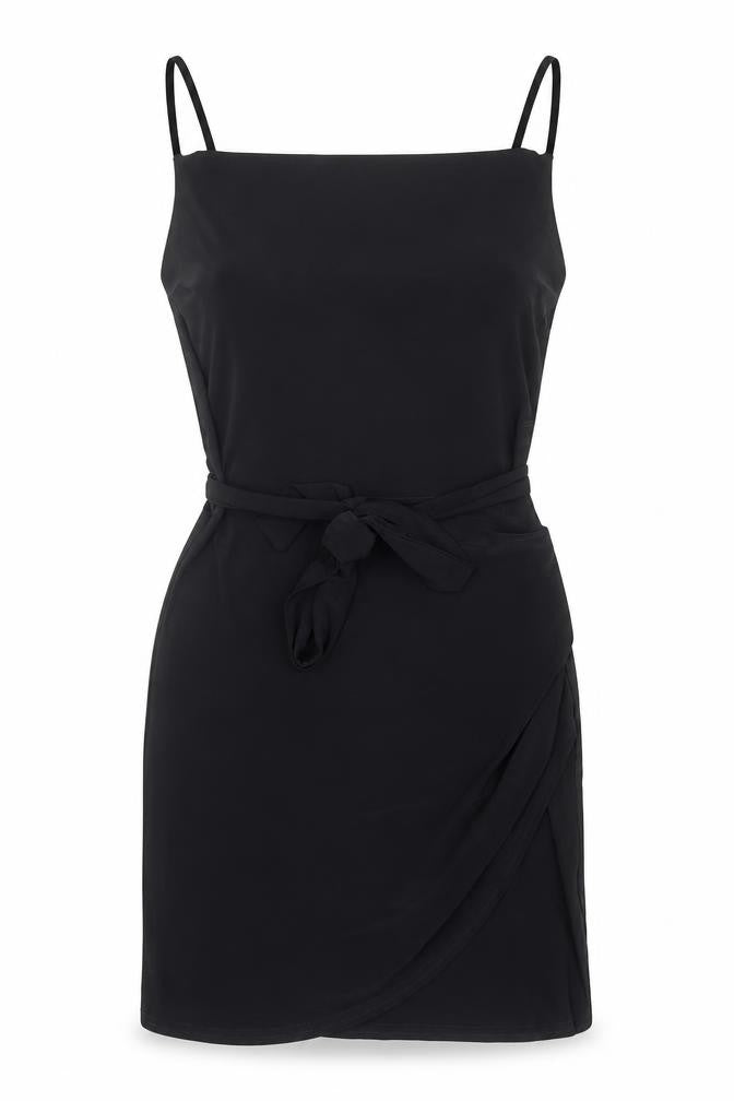 Love Womens Black Polyester Slip Dress Size S Square Neck Pullover
