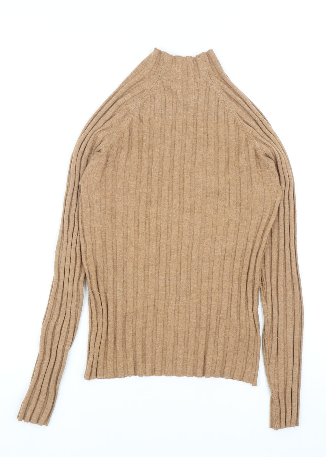 Mango Womens Brown Mock Neck Polyester Pullover Jumper Size S