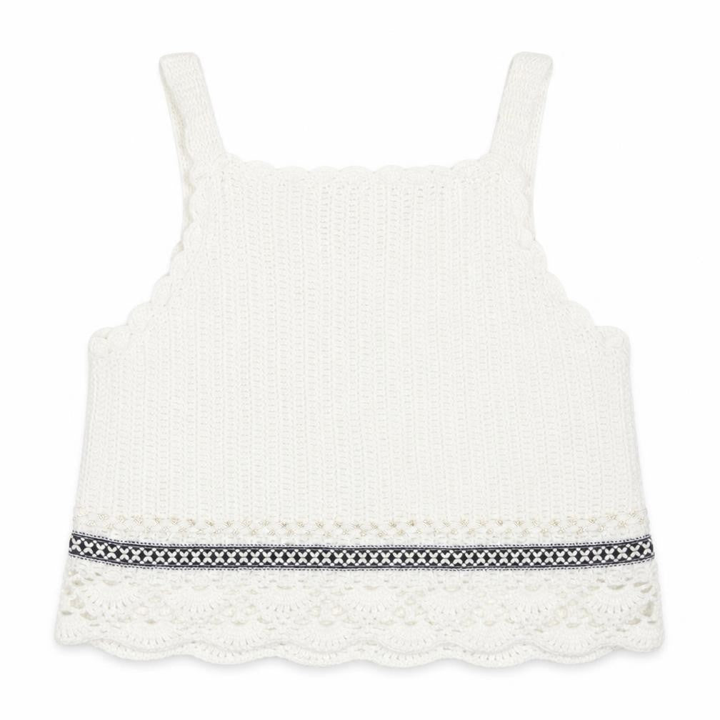 River Island Girls White Acrylic Basic Blouse Size 11-12 Years Square Neck Pullover