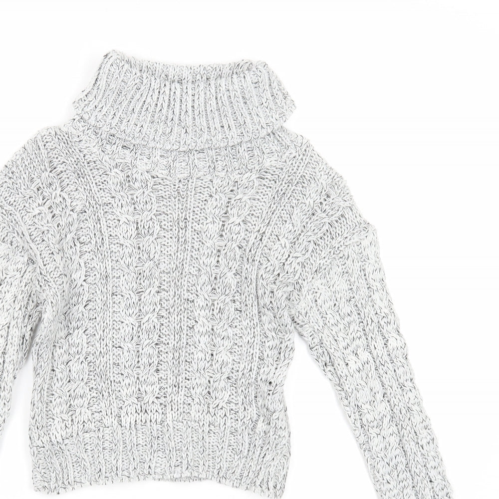 Q10 Collection Womens White Roll Neck Acrylic Pullover Jumper Size M
