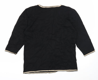 Just Elegance Womens Black Round Neck Polka Dot Viscose Pullover Jumper Size L
