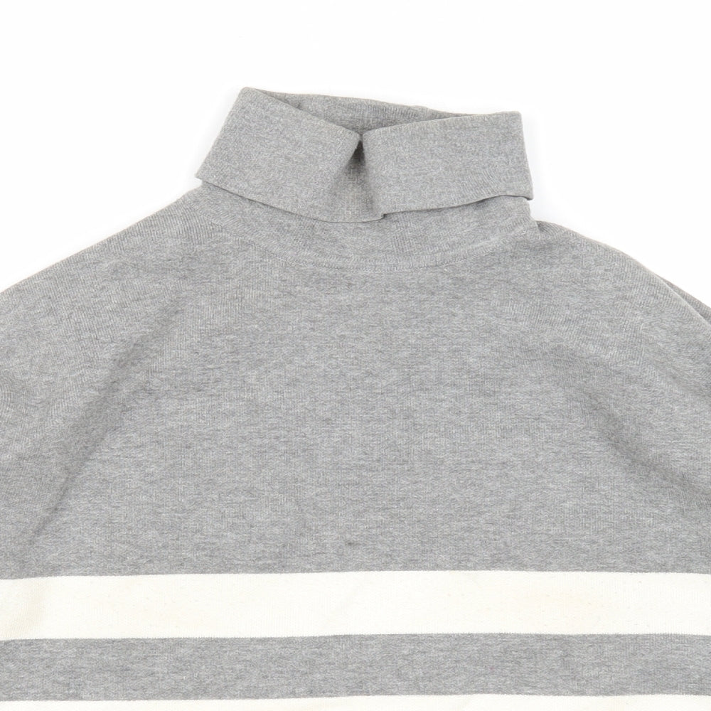 New Look Womens Grey Roll Neck Striped Viscose Pullover Jumper Size S