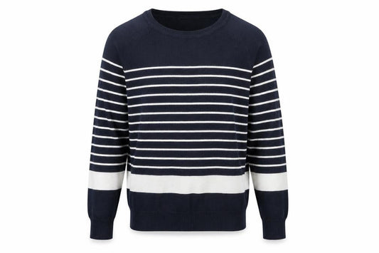 Zara Mens Blue Round Neck Striped Viscose Pullover Jumper Size S