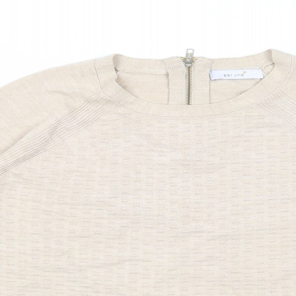 Marks and Spencer Womens Beige Roll Neck Acrylic Pullover Jumper Size 12
