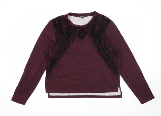 Amisu Womens Purple Round Neck Cotton Pullover Jumper Size XL