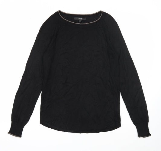 NEXT Womens Black Round Neck Viscose Pullover Jumper Size 10